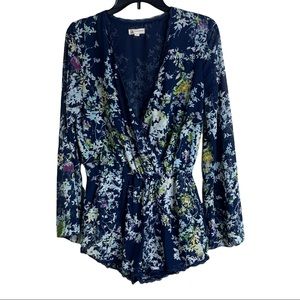 Cotton Candy blue floral Romper size M